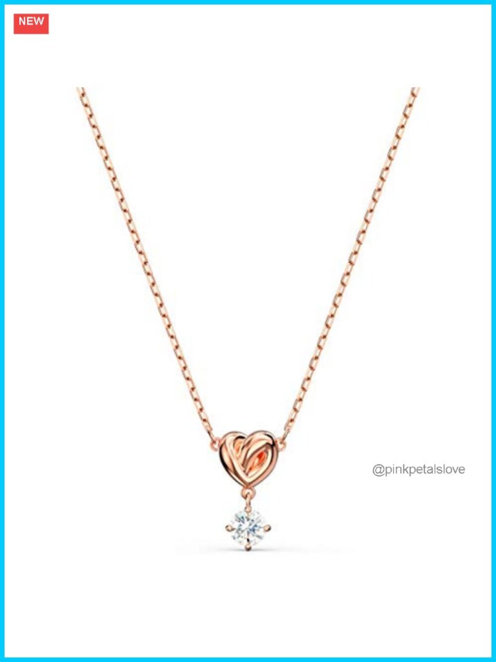 Swarovski Lifelong Heart Necklace Rose Gold Tone Crystal Pendant Jewelry
